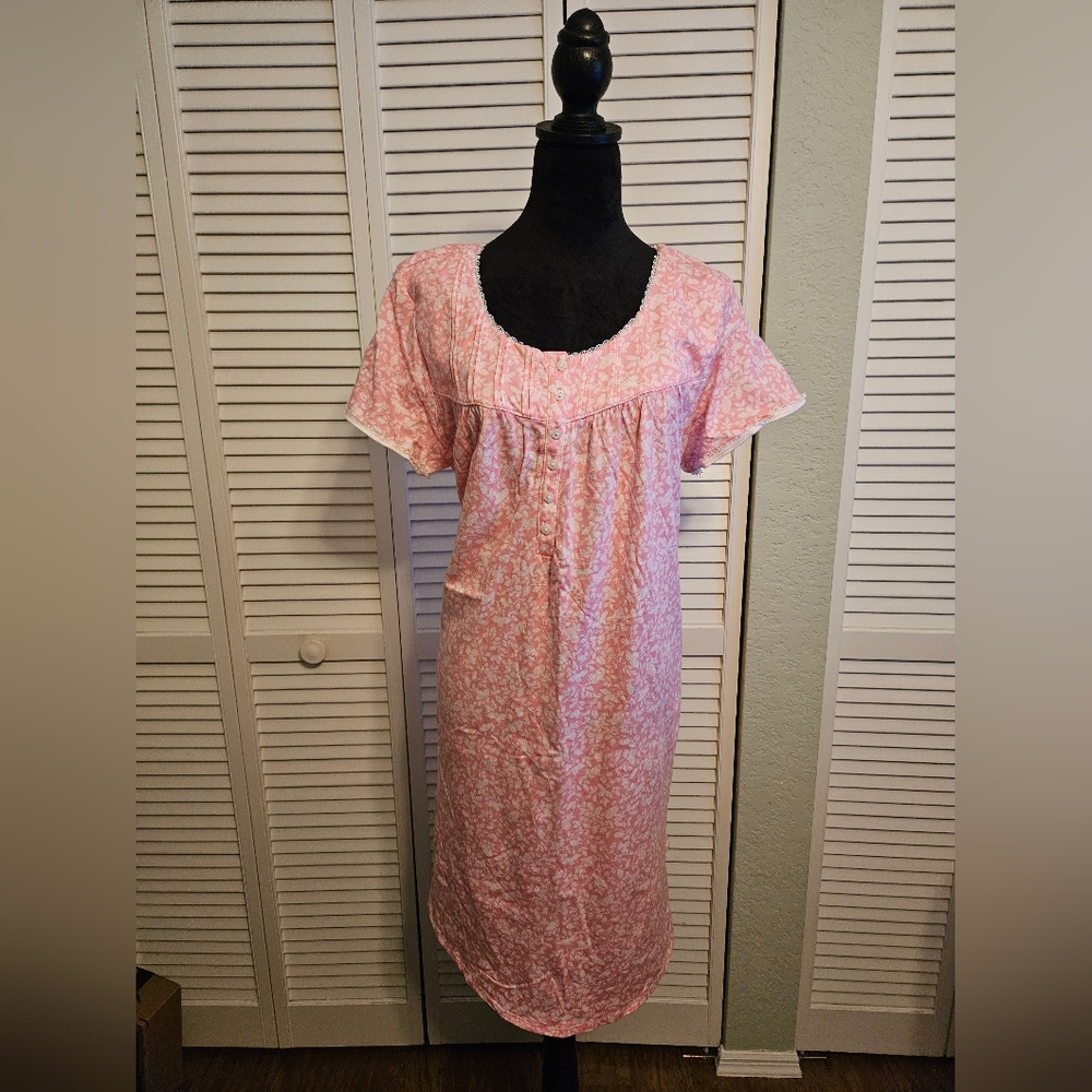 Pink Floral 100% Cotton Woman's Nightgown. - Picture 3 of 11